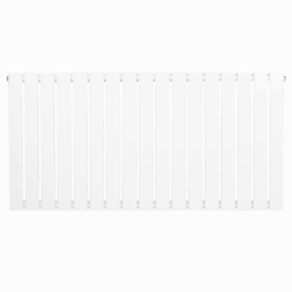 Radiatore piatto a colonna singola orizzontale, 600 x 1190 mm, finitura bianca liscia con linee eleganti e moderne