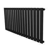 Radiatore piatto a colonna singola orizzontale, 600 x 1190 mm, finitura nera opaca, design elegante con barre verticali allineate