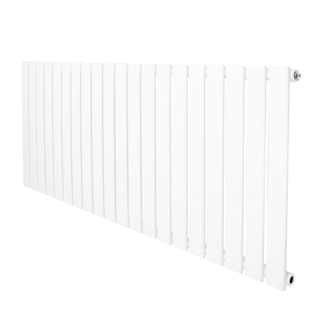 Radiatore piatto a colonna singola orizzontale, 600 x 1400 mm, finitura bianca lucida, design elegante con linee sottili e moderne