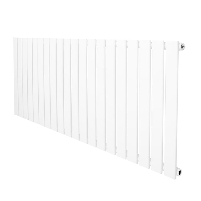 Radiatore piatto a colonna singola orizzontale, 600 x 1400 mm, finitura bianca lucida, design elegante con linee sottili e moderne