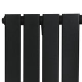 Radiatore piatto a colonna singola orizzontale, 600 x 1400 mm, finitura nera opaca, con linee pulite e texture liscia
