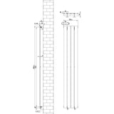 Radiatore piatto a colonna singola verticale 1600 x 280 mm in antracite, con design elegante e linee moderne, ideale per spazi contemporanei