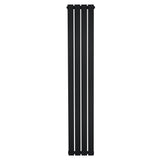 Radiatore verticale a colonna singola, 1600 x 280 mm, finitura nera opaca, design moderno e lineare, ideale per spazi ristretti