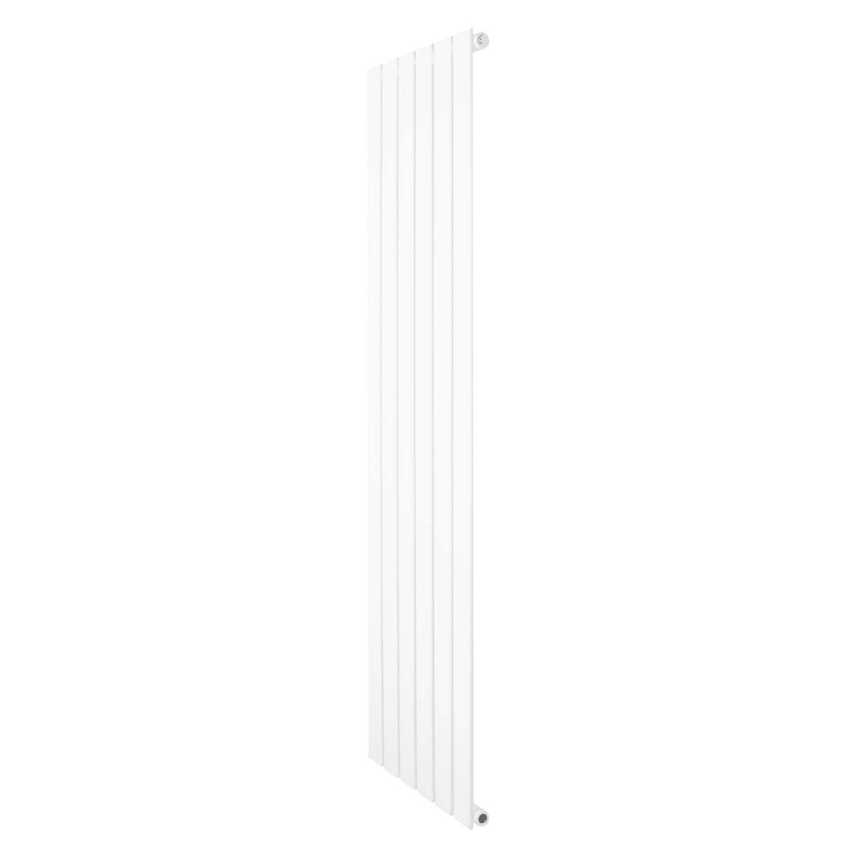 Radiatore piatto a colonna singola verticale bianco, design elegante e moderno, dimensioni 1600 x 420 mm, superficie liscia e pulita