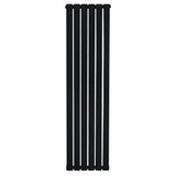 Radiatore piatto a colonna singola verticale 1600 x 420 mm di colore nero, con design elegante e finitura liscia, ideale per riscaldare ambienti moderni