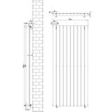 Radiatore piatto a colonna singola verticale bianco, dimensioni 1600 x 700 mm, con finitura liscia e design moderno, ideale per ogni ambiente