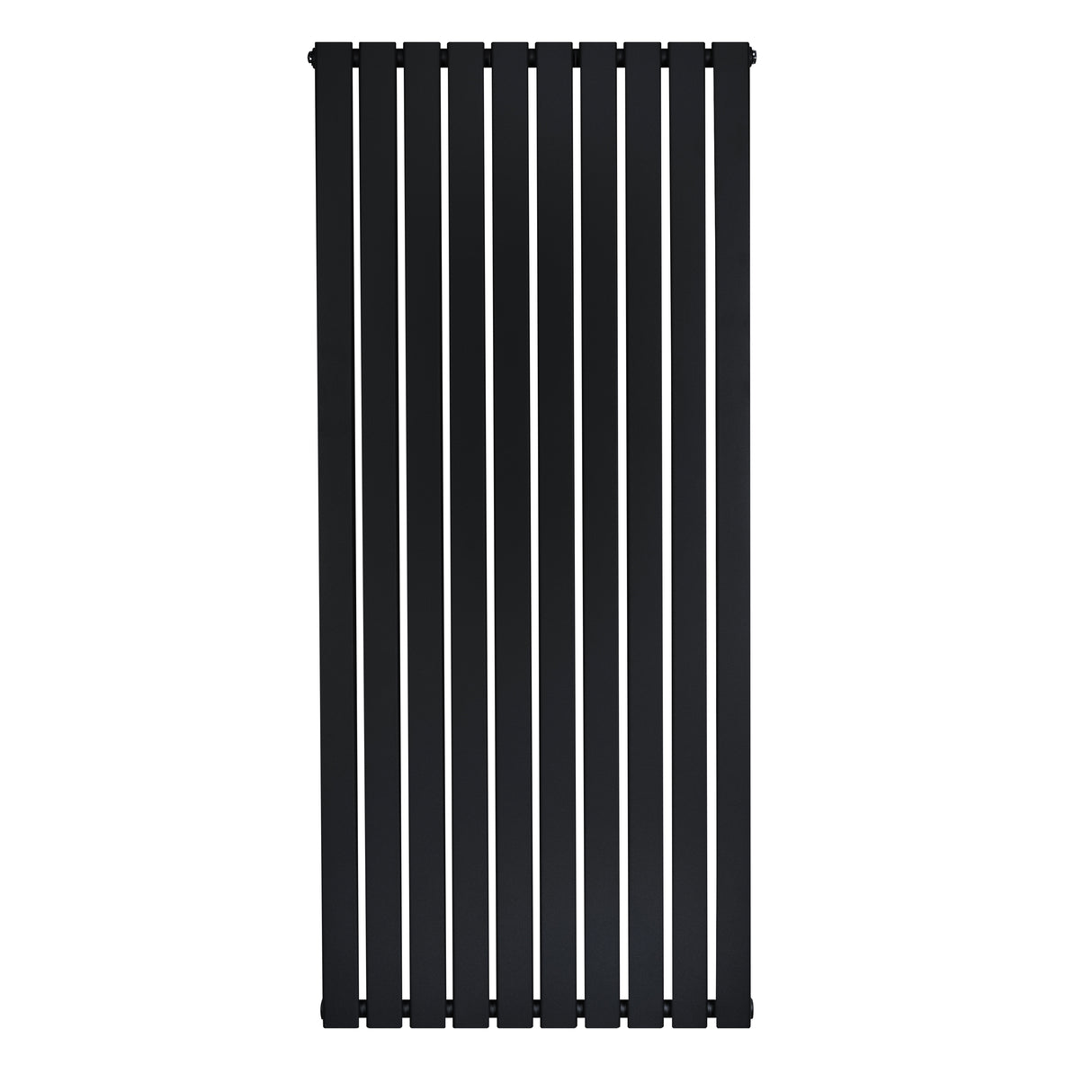 Radiatore piatto a colonna singola verticale 1600 x 700 mm, finitura nera opaca, design elegante con barre sottili e lineari