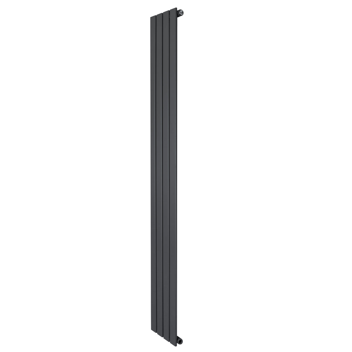 Radiatore piatto a colonna verticale di colore antracite, misura 1800 x 280 mm, con finitura liscia e design moderno e minimalista
