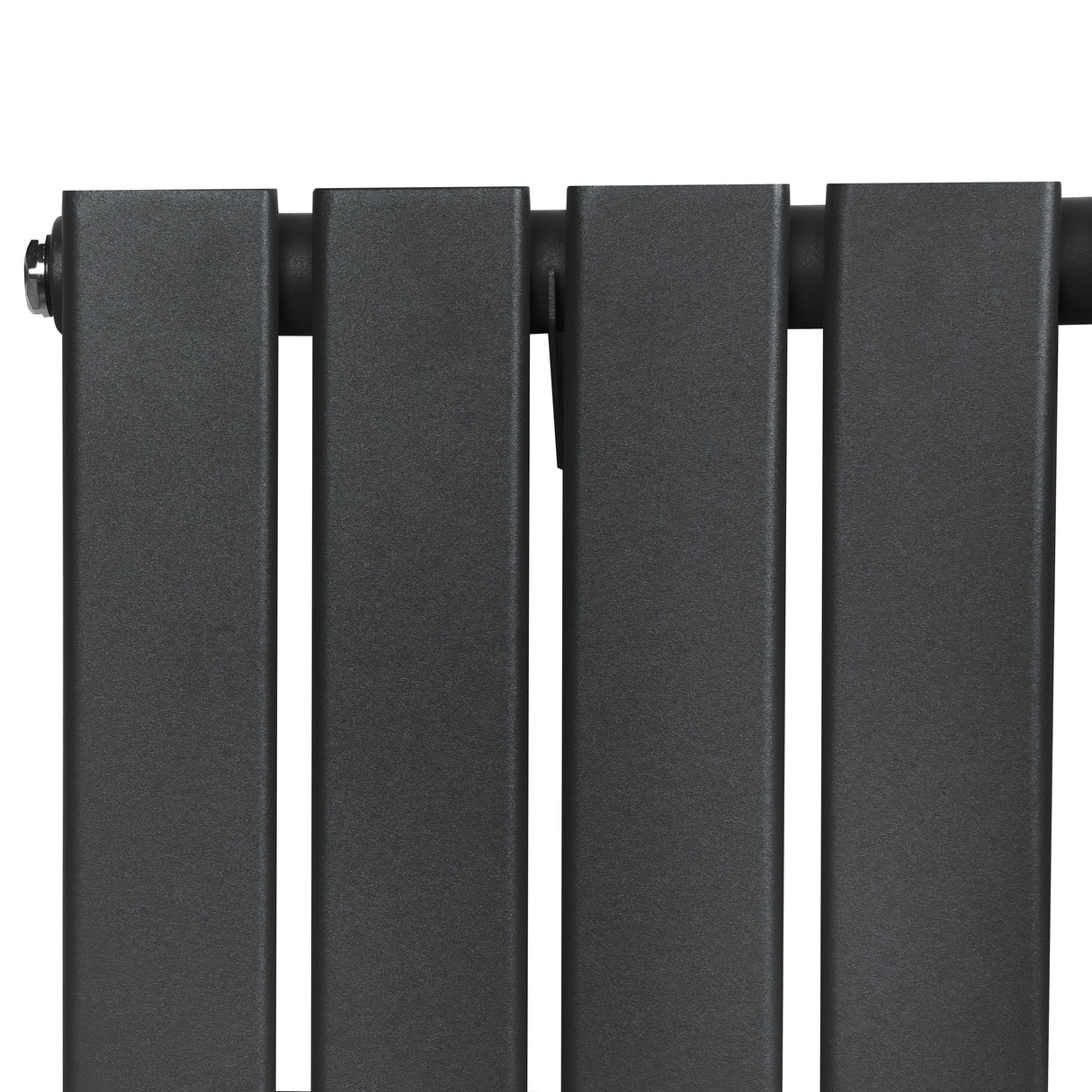 Radiatore piatto a colonna singola verticale antracite, con finitura opaca e linee moderne, misura 1800 x 280 mm