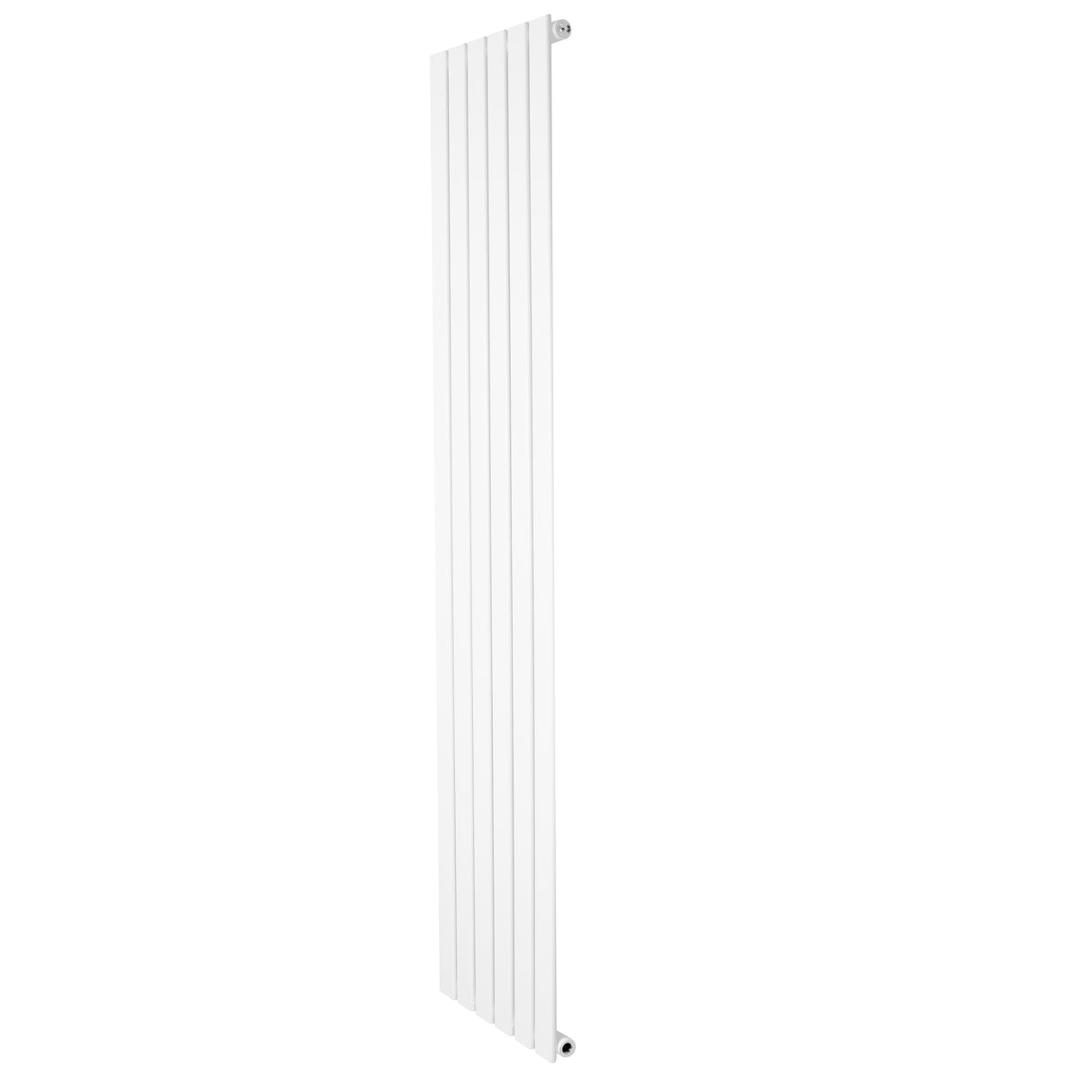 Radiatore piatto a colonna singola verticale, 1800 x 420 mm, finitura bianca liscia e linee moderne, ideale per spazi eleganti