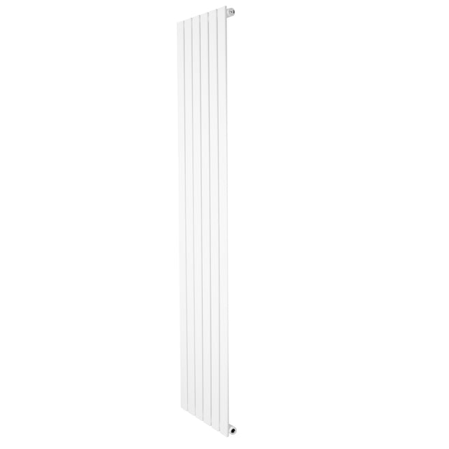 Radiatore piatto a colonna singola verticale, 1800 x 420 mm, finitura bianca liscia e linee moderne, ideale per spazi eleganti