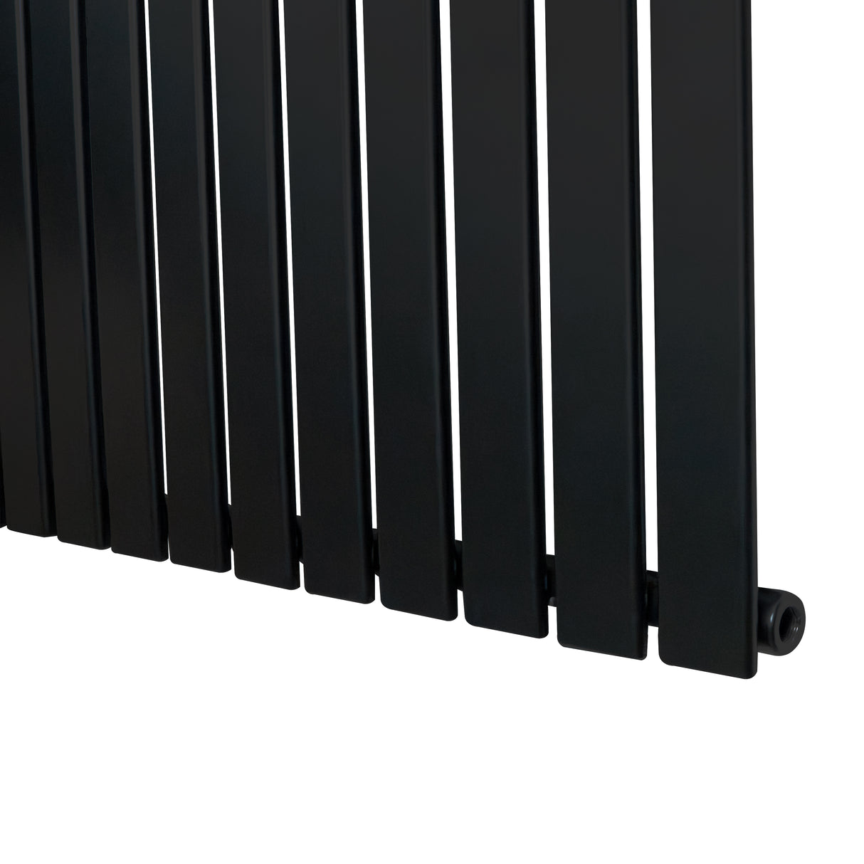 Radiatore piatto a colonna singola verticale 1800 x 420 mm, finitura nera opaca, design elegante e linee moderne, ideale per interni