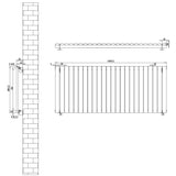 Radiatore Ovale a Colonna Singola Orizzontale 600 x 1440 mm Bianco