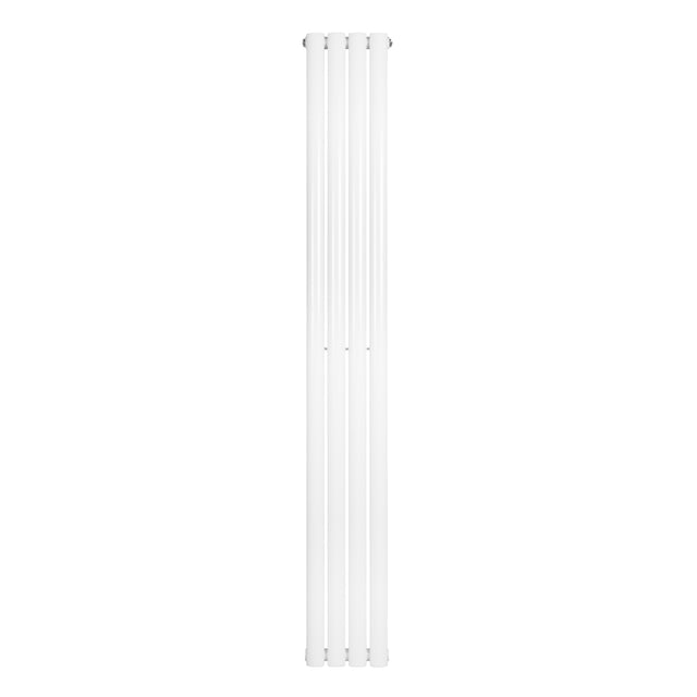 Radiatore ovale a colonna singola verticale, 1800 x 240 mm, di colore bianco, con finitura liscia e design elegante per riscaldamento moderno
