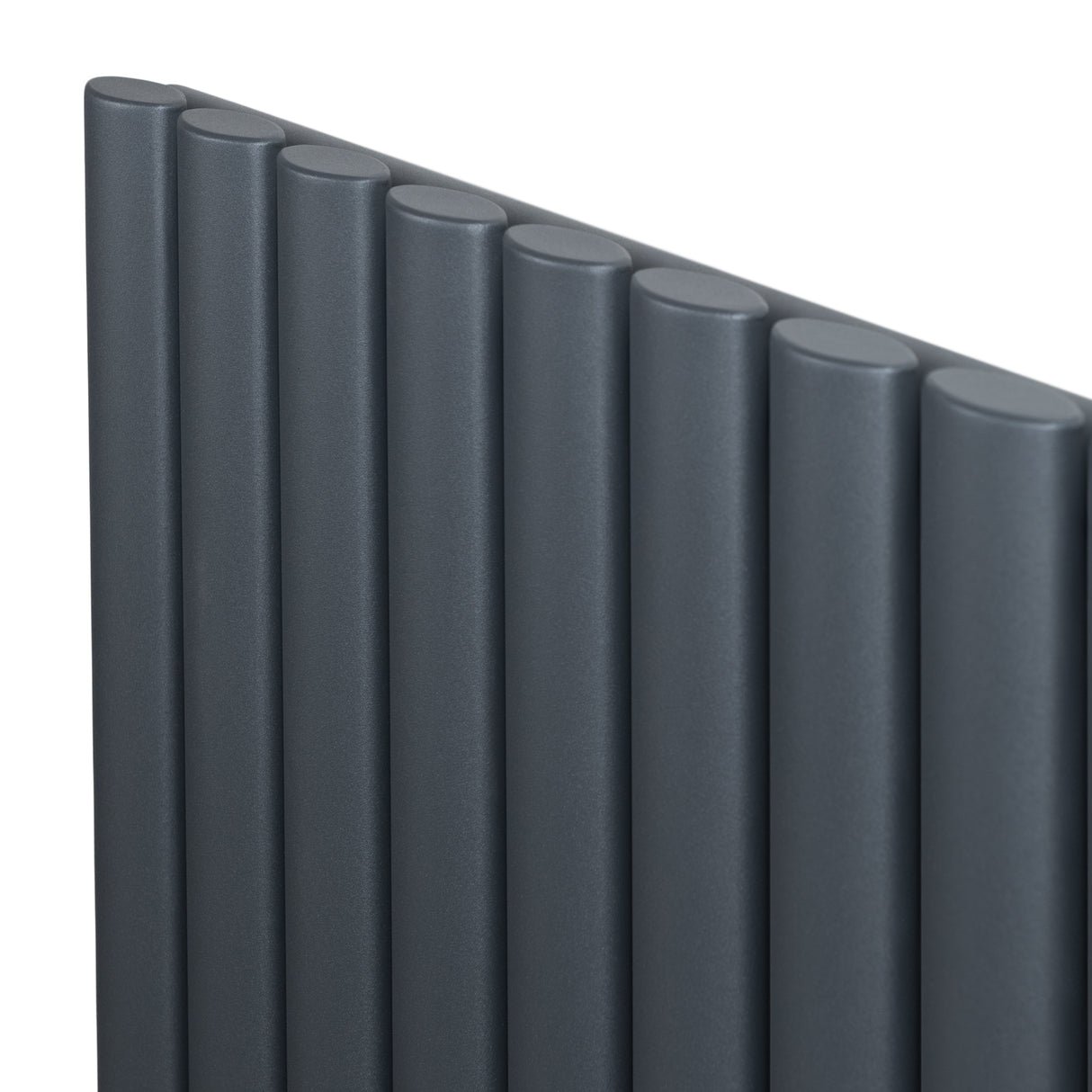 Radiatore ovale a colonna singola verticale 1800 x 480 mm in antracite, con finitura liscia e design moderno a tubi rotondi