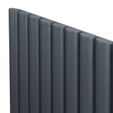 Radiatore ovale a colonna singola verticale 1800 x 480 mm in antracite, con finitura liscia e design moderno a tubi rotondi