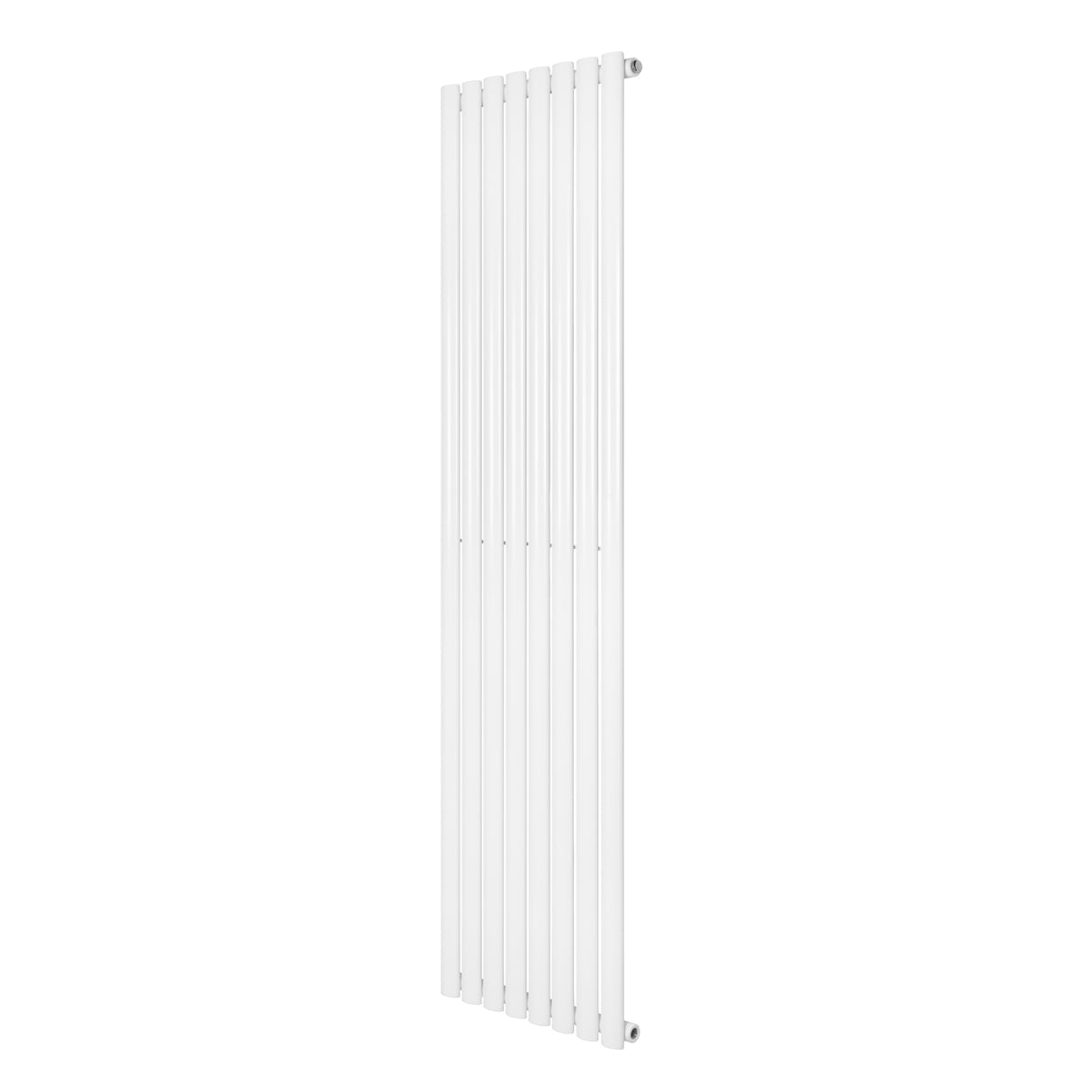 Radiatore ovale a colonna singola verticale, 1800 x 480 mm, finitura bianca lucida, design elegante e moderno, ideale per riscaldare ambienti