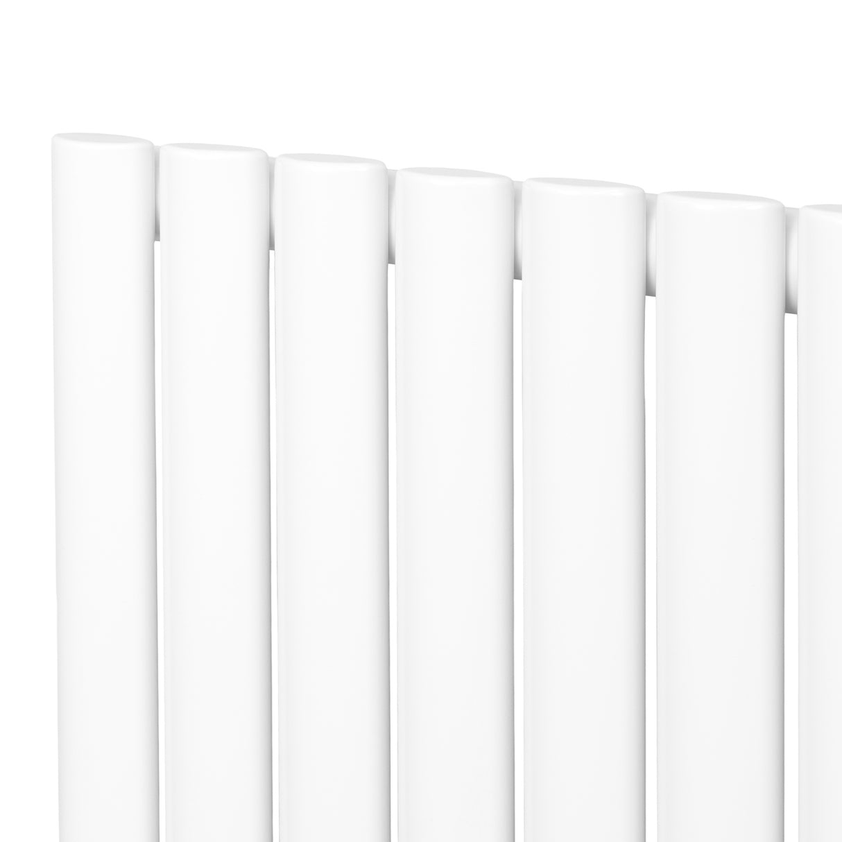 Radiatore ovale a colonna singola verticale, 1800 x 480 mm, finitura bianca lucida, design elegante e moderno, ideale per riscaldare ambienti