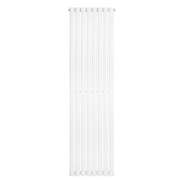 Radiatore ovale a colonna singola verticale, 1800 x 480 mm, finitura bianca lucida, design elegante e moderno, ideale per ambienti contemporanei