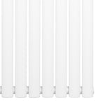Radiatore ovale a colonna singola verticale, 1800 x 480 mm, finitura bianca lucida, con tubi lisci e design moderno ed elegante
