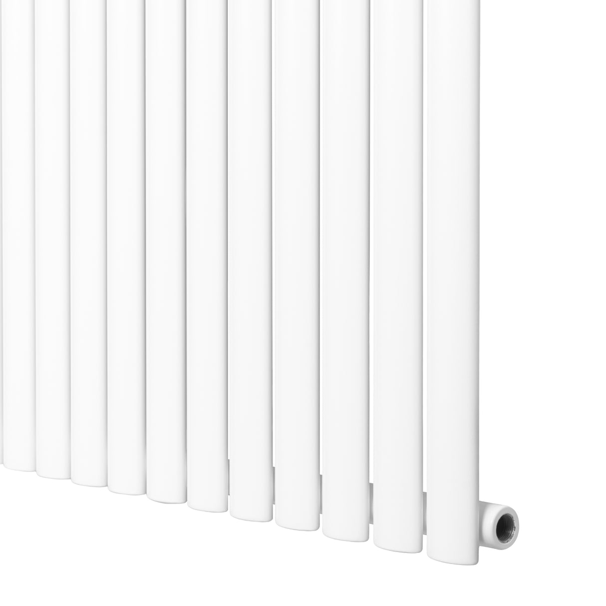 Radiatore ovale a colonna singola verticale, 1800 x 480 mm, finitura bianca lucida, design elegante e lineare, ideale per riscaldare spazi moderni