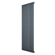 Radiatore ovale a colonna singola verticale 1800 x 600 mm in antracite, con finitura liscia e design moderno, ideale per ambienti eleganti