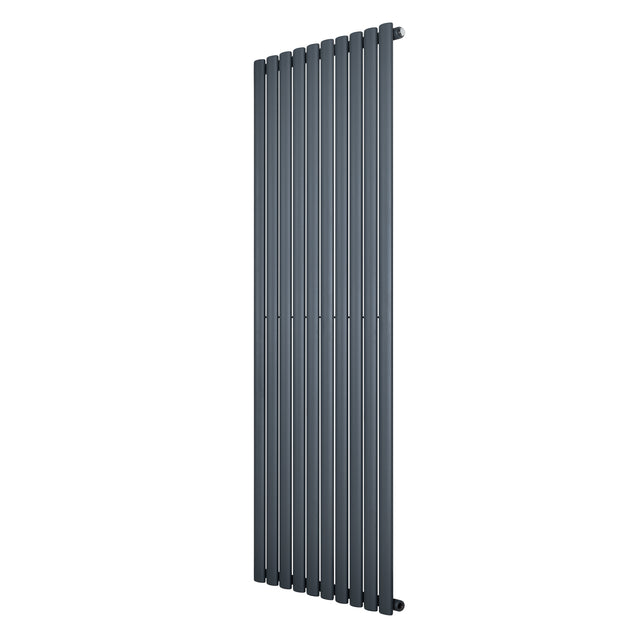 Radiatore ovale a colonna singola verticale 1800 x 600 mm in antracite, con finitura liscia e design moderno, ideale per ambienti eleganti