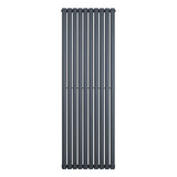 Radiatore ovale a colonna singola verticale, 1800 x 600 mm, finitura antracite, design elegante con barre verticali sottili e moderne