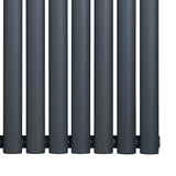 Radiatore ovale a colonna singola verticale 1800 x 600 mm in antracite, con finitura liscia e design moderno, ideale per ambienti eleganti