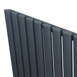 Radiatore verticale ovale a colonna singola, 1800 x 600 mm, finitura antracite, con tubi arrotondati e superficie liscia