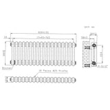 Radiatore Tradizionale 2 Colonne - 300 x 830 mm - Metallo Grezzo