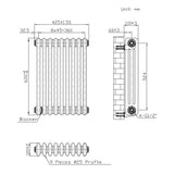 Radiatore Tradizionale 3 Colonne - 600 x 425 mm - Metallo Grezzo