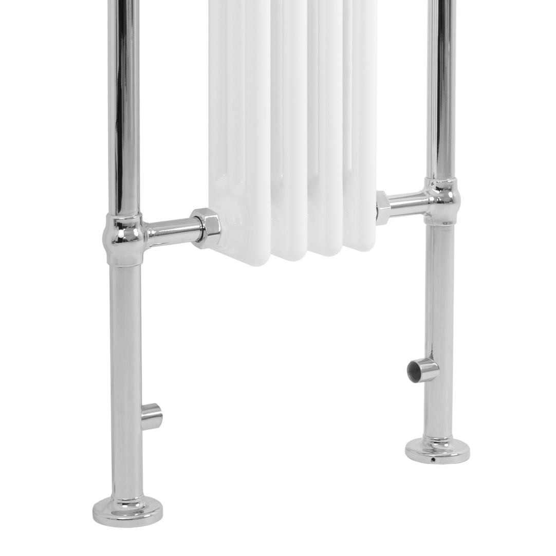 Radiatore Scaldasalviette Tradizionale 950 x 480 mm Bianco con Barra Cromata