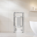 Radiatore Scaldasalviette Tradizionale 950 x 480 mm Bianco con Barra Cromata
