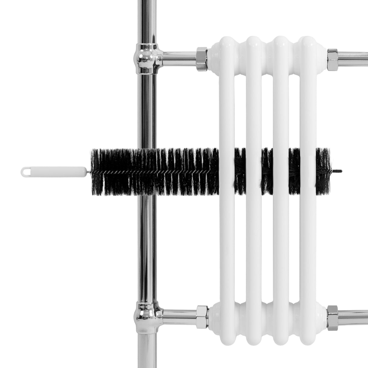 Radiatore Scaldasalviette Tradizionale 950 x 480 mm Bianco con Barra Cromata