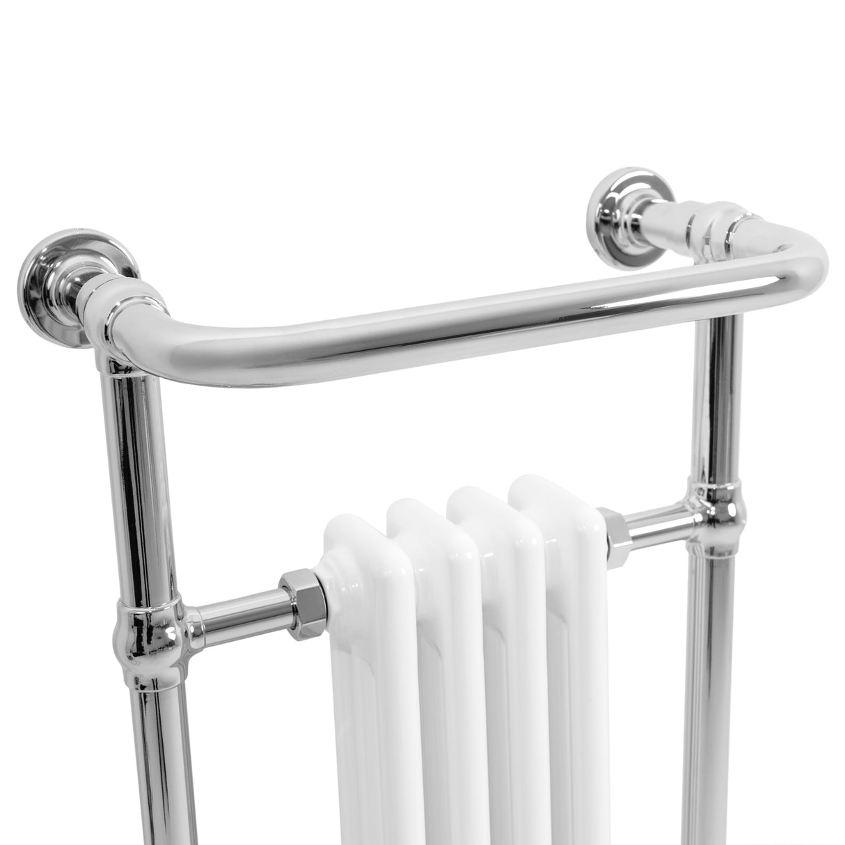 Radiatore Scaldasalviette Tradizionale 950 x 480 mm Bianco con Barra Cromata