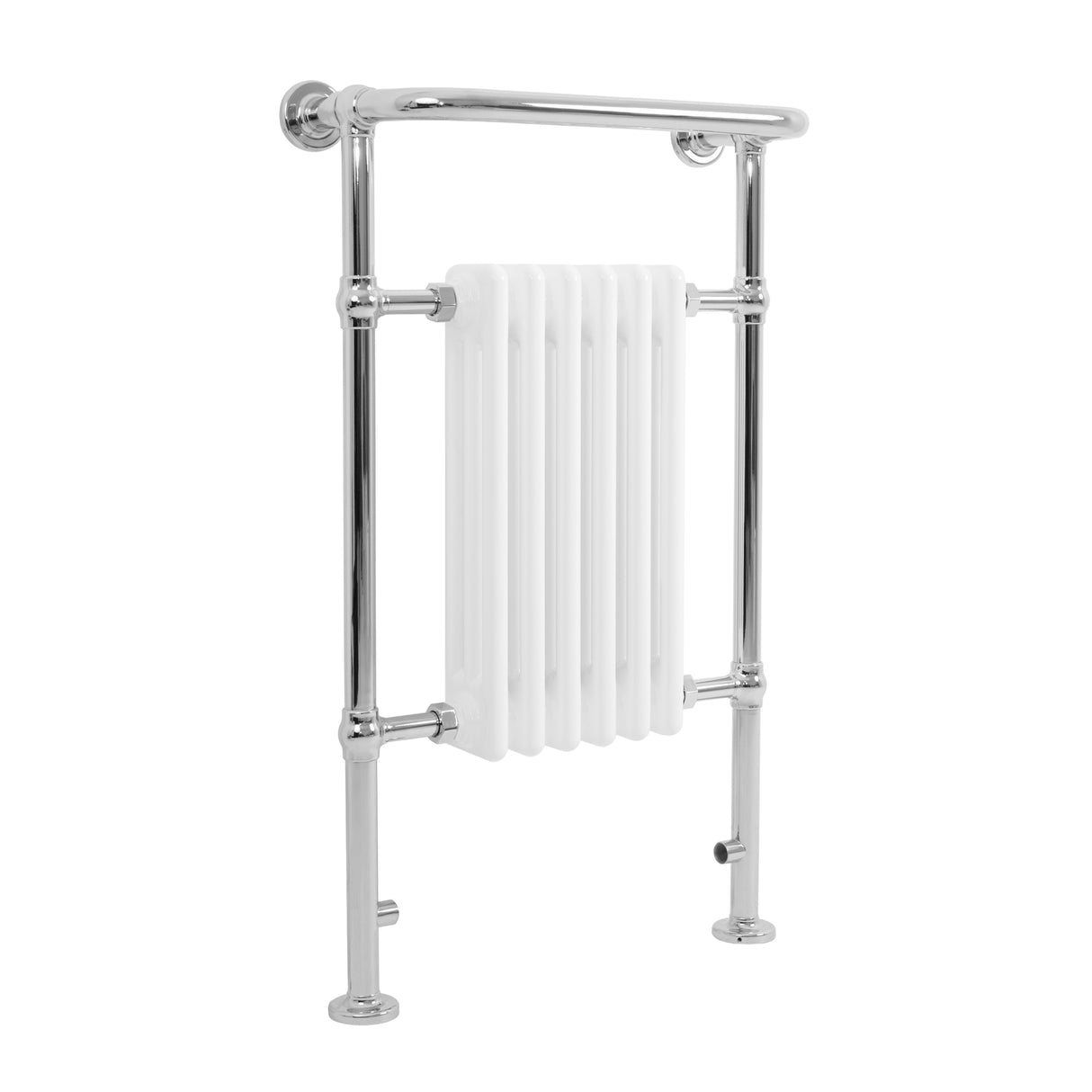 Radiatore Scaldasalviette Tradizionale 950 x 570 mm Bianco con Barra Cromata