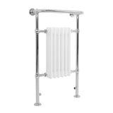 Radiatore Scaldasalviette Tradizionale 950 x 570 mm Bianco con Barra Cromata