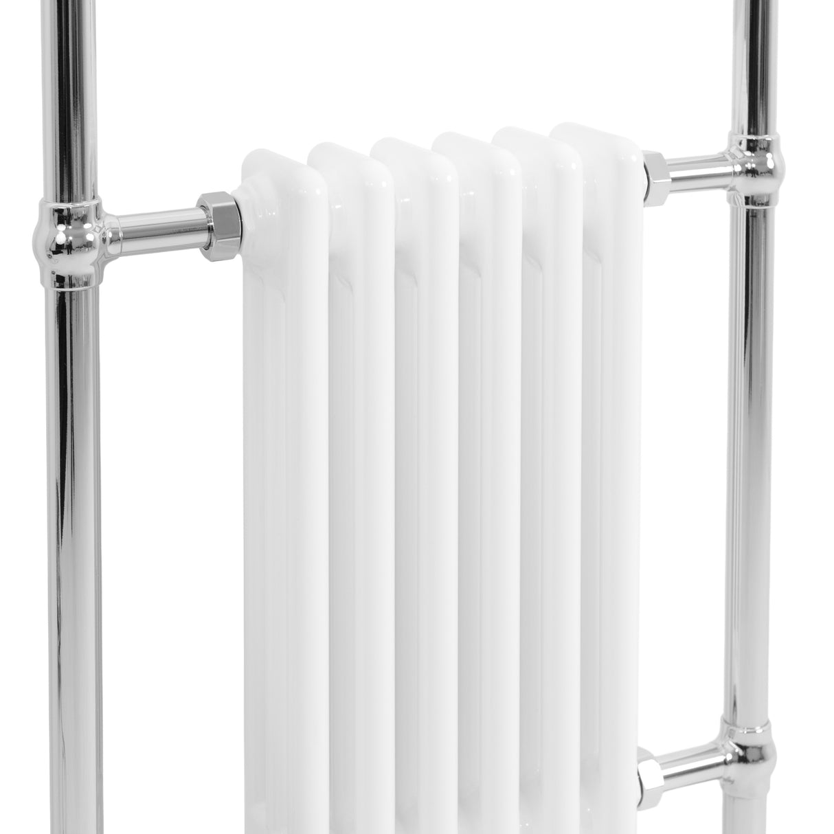 Radiatore Scaldasalviette Tradizionale 950 x 570 mm Bianco con Barra Cromata