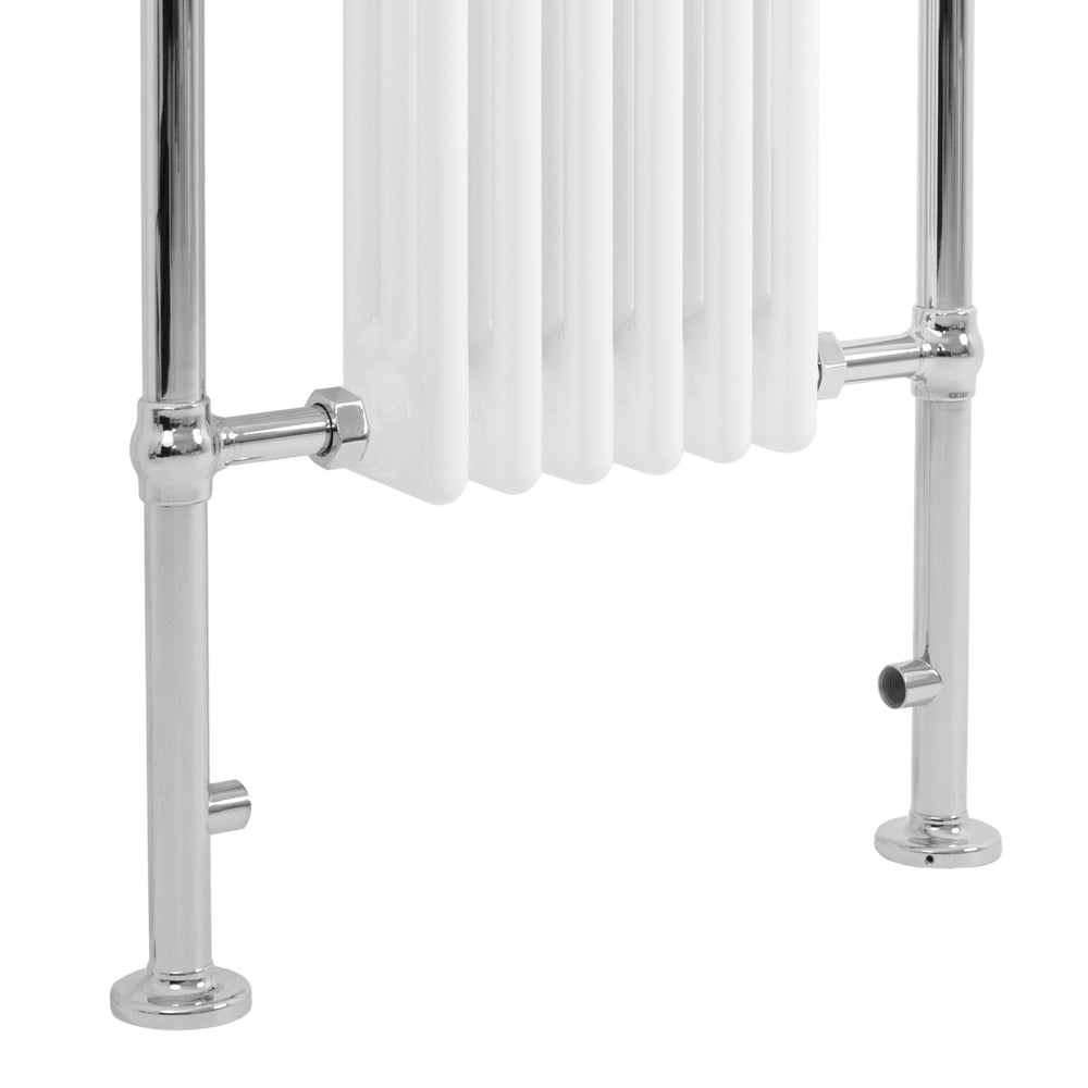 Radiatore Scaldasalviette Tradizionale 950 x 570 mm Bianco con Barra Cromata