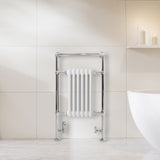 Radiatore Scaldasalviette Tradizionale 950 x 570 mm Bianco con Barra Cromata