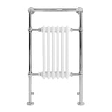 Radiatore Scaldasalviette Tradizionale 950 x 570 mm Bianco con Barra Cromata