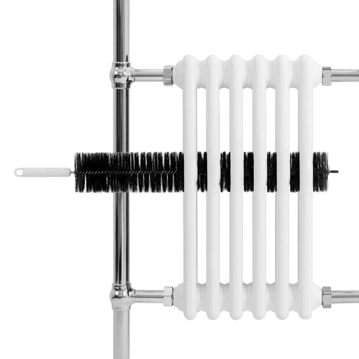 Radiatore Scaldasalviette Tradizionale 950 x 570 mm Bianco con Barra Cromata