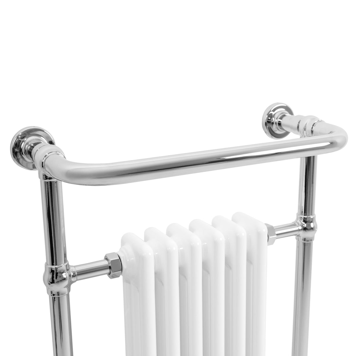 Radiatore Scaldasalviette Tradizionale 950 x 570 mm Bianco con Barra Cromata