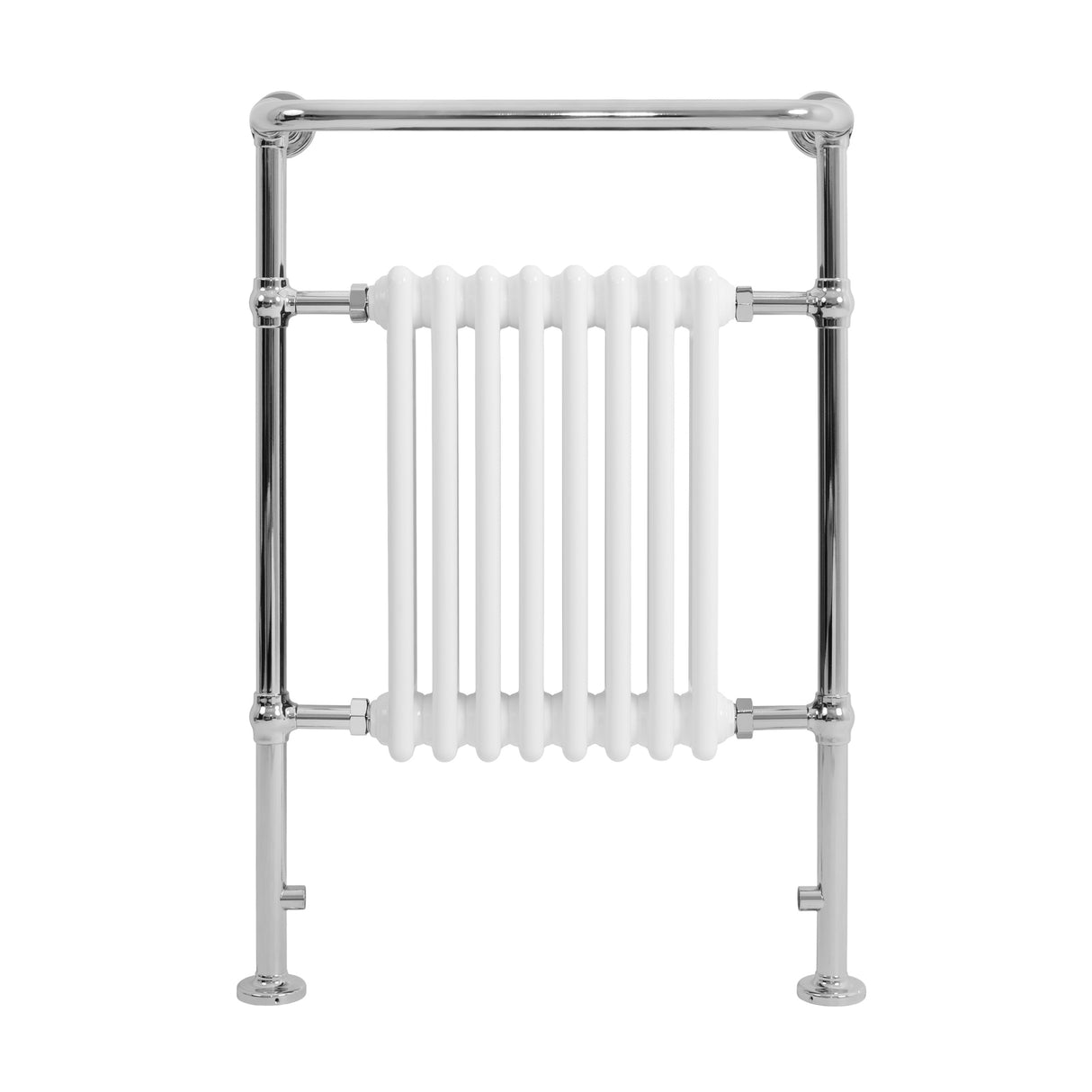 Radiatore Scaldasalviette Tradizionale 950 x 660 mm Bianco con Barra Cromata