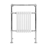 Radiatore Scaldasalviette Tradizionale 950 x 660 mm Bianco con Barra Cromata