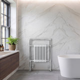 Radiatore Scaldasalviette Tradizionale 950 x 660 mm Bianco con Barra Cromata