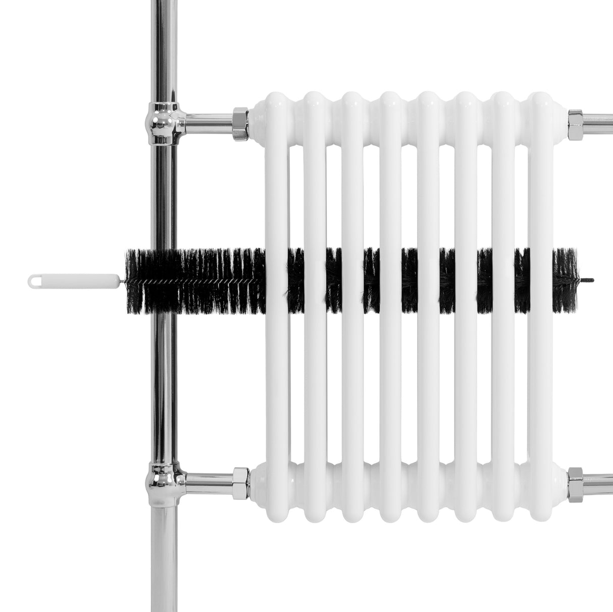 Radiatore Scaldasalviette Tradizionale 950 x 660 mm Bianco con Barra Cromata