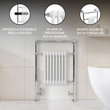 Radiatore Scaldasalviette Tradizionale 950 x 660 mm Bianco con Barra Cromata