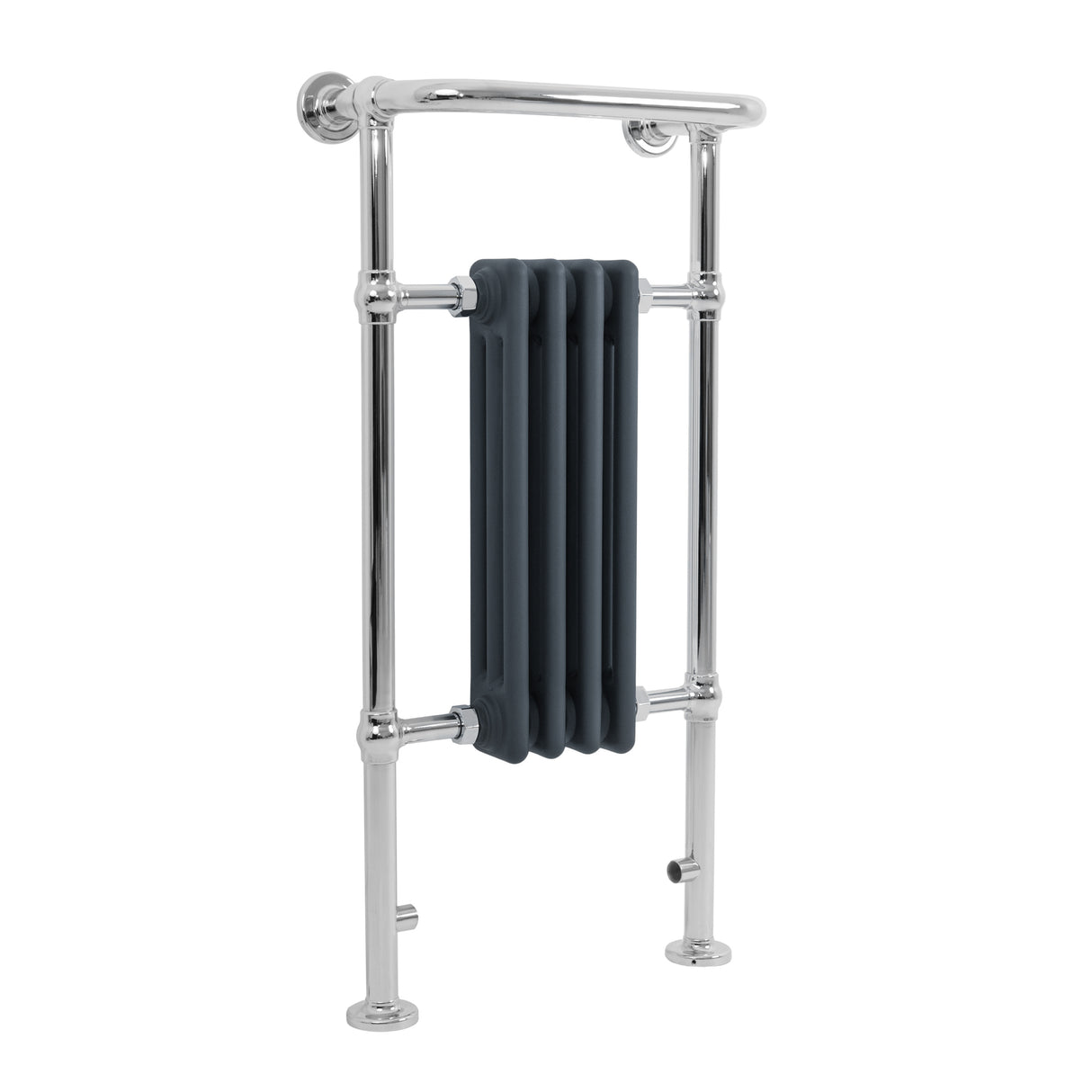 Radiatore Scaldasalviette Tradizionale 950 x 480 mm Grigio Antracite con Barra Cromata
